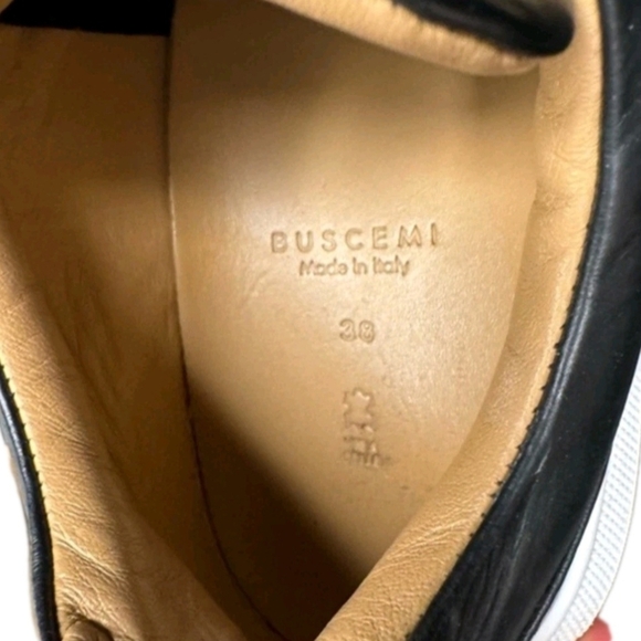 Buscemi Blk Italian Leather Wht Sole LowTop Sneakers EU 38/US Mens Sz 6 Wms 7.5 - Picture 14 of 16